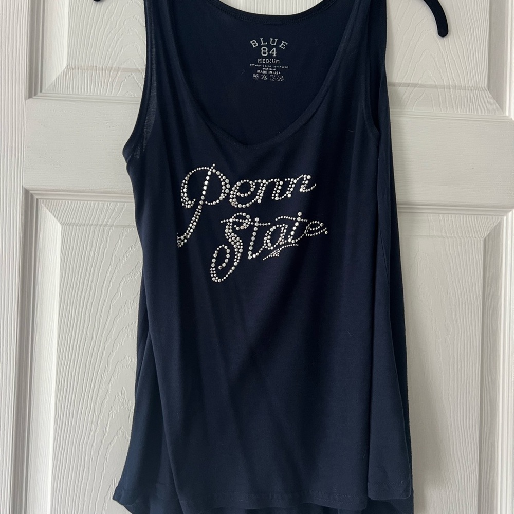 Penn State Sleeveless Blue Tank Top with Silver Accents